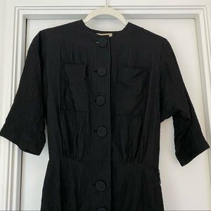 Vintage 1960s Black Wiggle Midi Dress Herman Marcus Dallas (As Is)